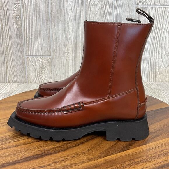 HEREU Studio Andreu Low Calf Zipped Boot Chelsea Boot NIB Russet Color Size 35EU - Picture 7 of 16